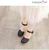 Versatile Women's Summer Wedge Sandals: One-Strap Closed-Toe, Breathable Mesh, Lace-Up High Heels with Buckle.