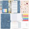 A6 Macaroon Leather Notebook Binder with 12 Refillable Zippered Pockets for Bills and Coins