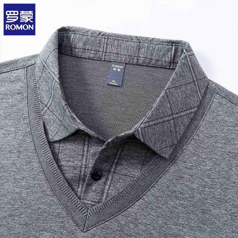 Romon Men's Faux Layered Long Sleeve Pullover Sweater T-Shirt