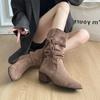 Retro Woven Fringed Martin Boots Women's 2025 Autumn Models Thick Heel Thin Medium Tube Egyptian Boots Wasteland Boots Women