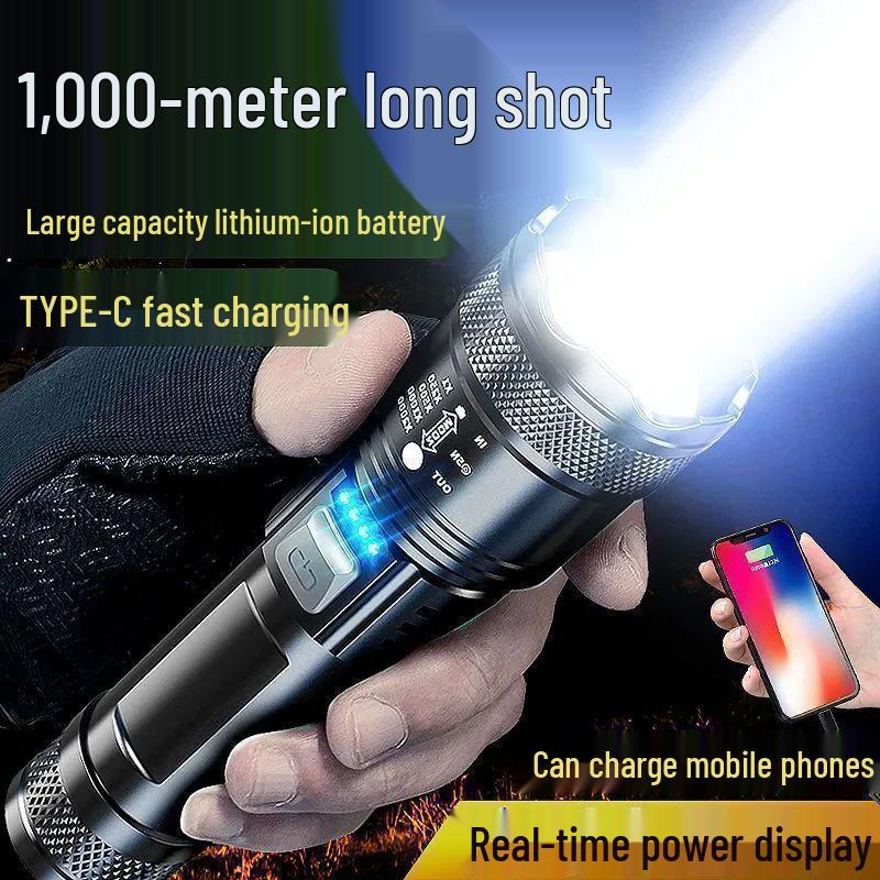 Rechargeable High-Power Flashlight: Emergency Outdoor Lighting with Ultra-Long Battery Life