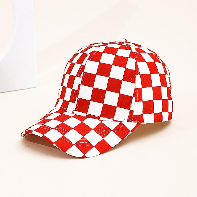 Summer Korean Plaid Sun Hat for Men - Checkered Hard Top Baseball Cap, Breathable Unisex Outdoor Peaked Cap