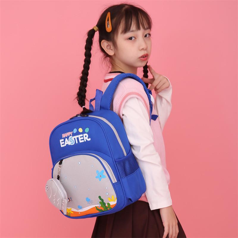 Sea Star Water Grass Ocean Pattern Children Backpack With Fish Shaped Coin Purse