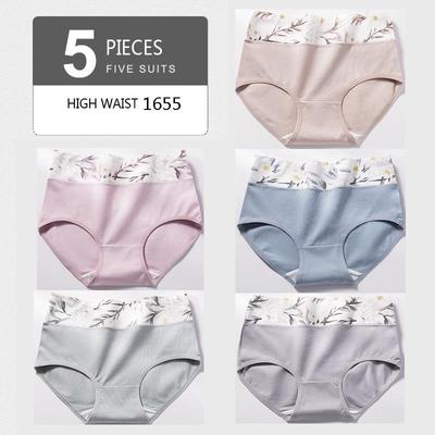 5 Teile/satz damen Höschen Atmungsaktive Baumwolle Hohe Taille Höschen Damen Dreieck Hosen M-5XL