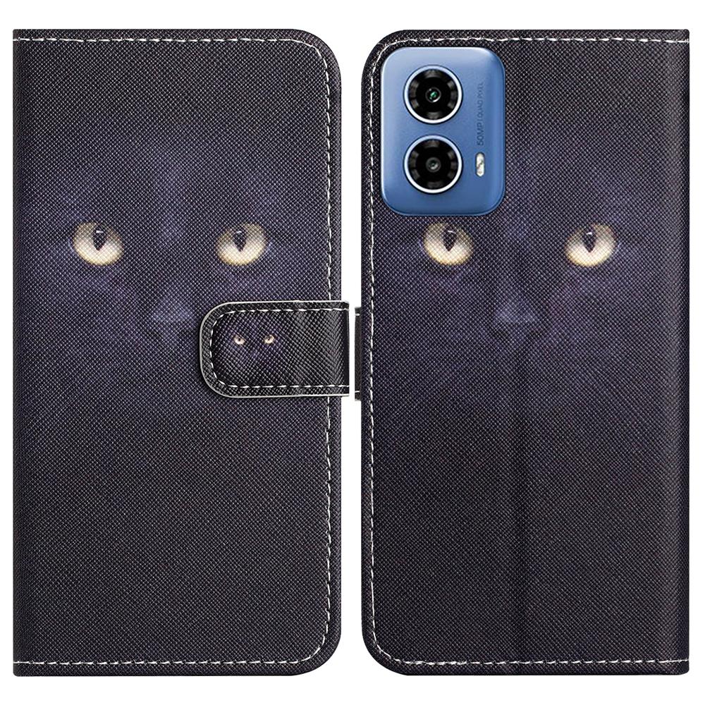 For Motorola Moto G35 5G Case Pattern Print PU Leather Wallet Phone Cover Cross Texture