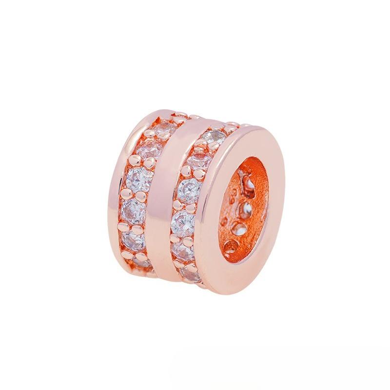10 Pcs/lot Double Rows Zircon Micro Inlaid Accessories Bracelet Hand Chain Necklace DIY Spacers Beads for Jewelry Making