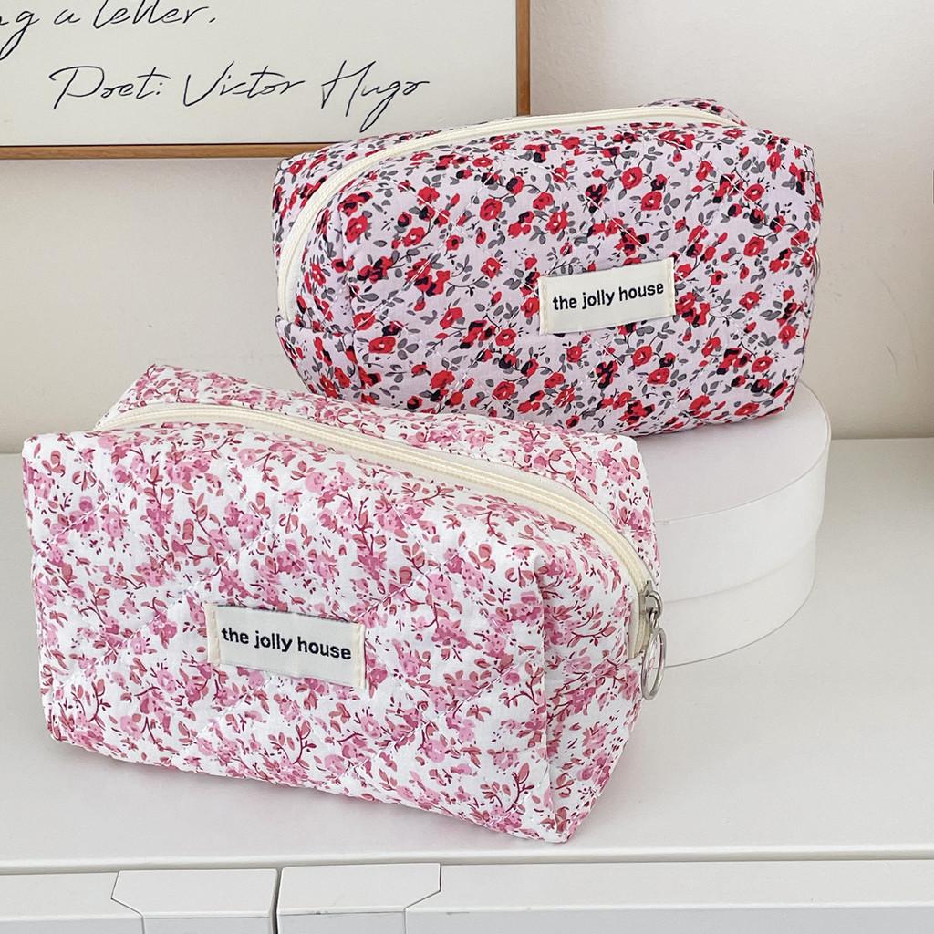 Classic Floral Pattern Makeup Bag With Zipper For Girls Travel And Daily Use