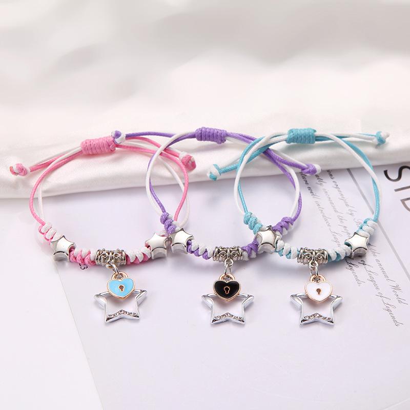 Student Girlfriend's Korean-Style Simple Cute Friendship Woven Bracelet Set - Handmade, Colorful, Three-Piece Rope