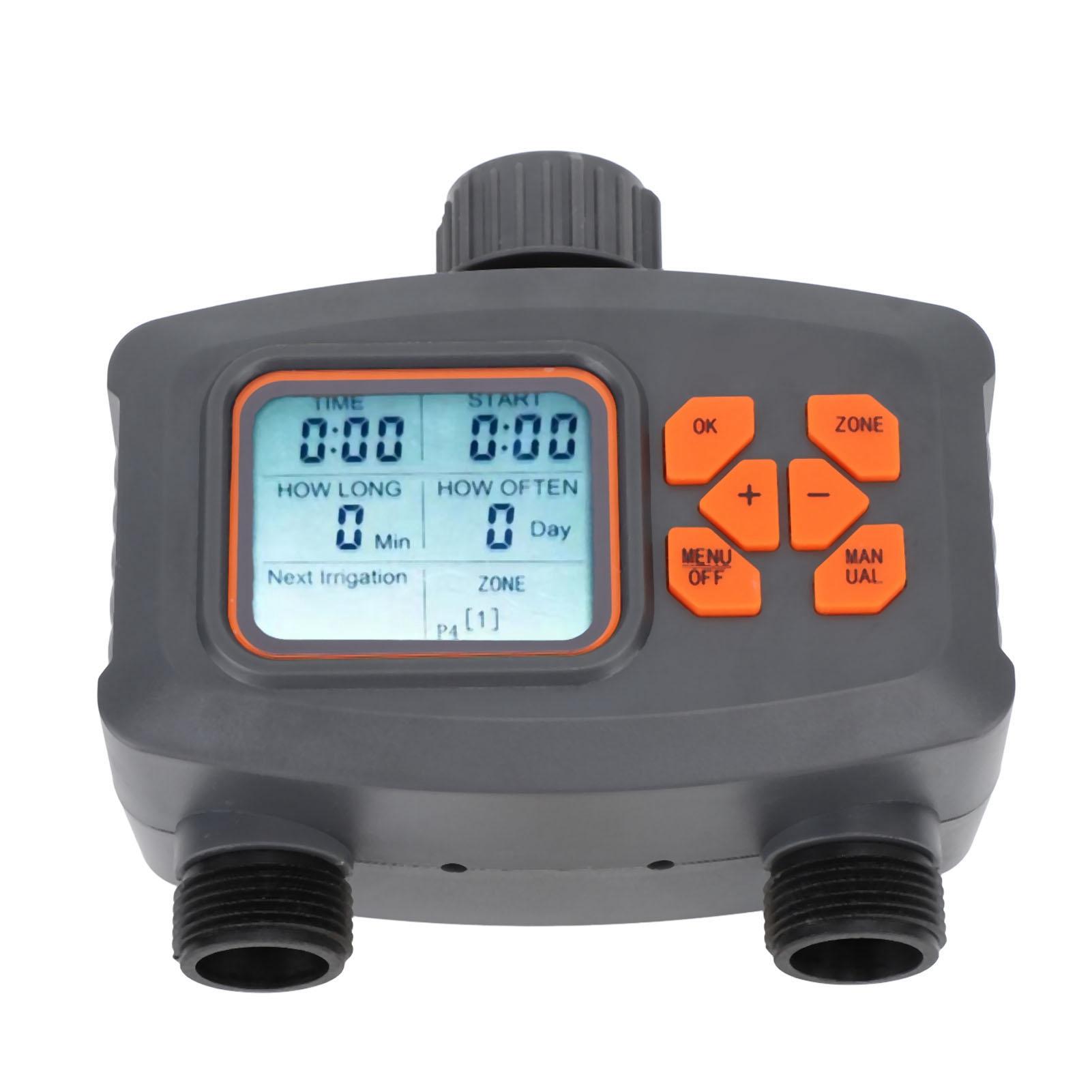 

2 Outlet Hose Watering Timer 2 Zone Sprinkler Timer Automatic Irrigation Controller with G3 4 Male to G1 2 Female