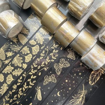 1Roll Journal Collage Material PET Washi Tape Bronzing Transparent Scrapbooking Stationery Decoration Masking Tapes