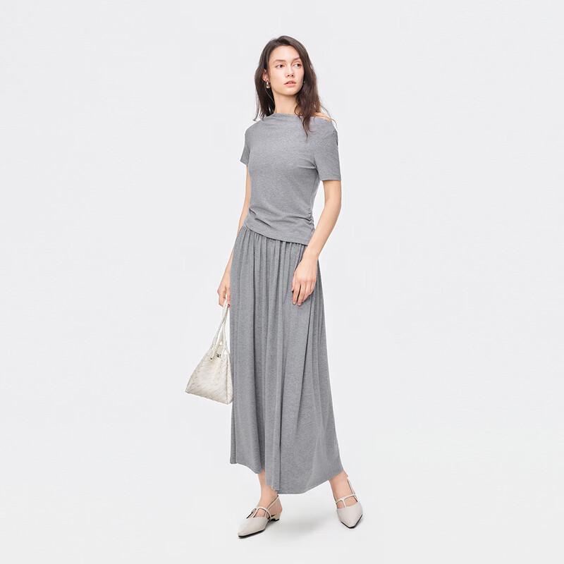 Women s Lazy Slim Fit T-shirt & Mid-length Skirt Set L