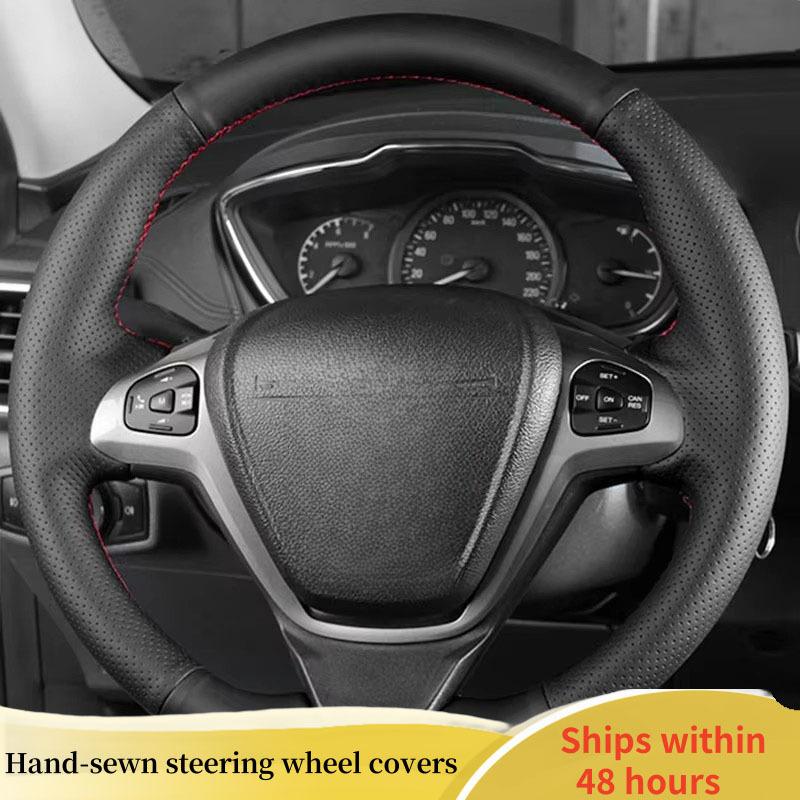 

Car Steering Wheel Cover For Ford Fiesta EcoSport 2009-2013 Car Accessories Interiors ized Original Steering Wheel Braid Red Blue Thread