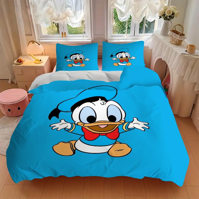 3pcs Cute Donald Duck Printed Quilt Set Soft and Comfortable Quilt Cover for Bedroom, Guest Room W014
