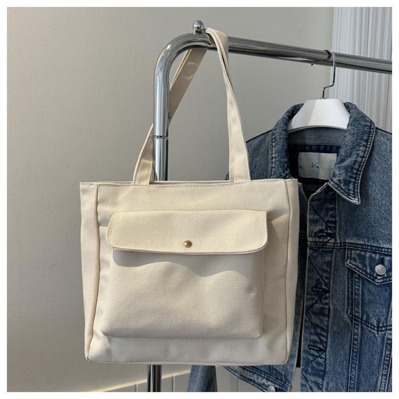 

Trendy and fashionable canvas portable shopping bag large and simple new women s shoulder tote bag going out commuter bag белый
