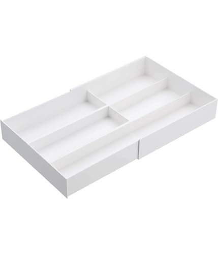 Yamazaki Tower Extendable & Sliding Desk Tray, White, Approx. W25 x D24.6-45 x H5.7cm, Drawer Storage Case, 3441