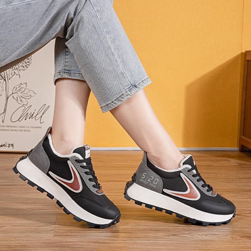 Autumn Winter Chunky Sneaker  Women Retro Running Shoes Fashion Casual  Fabric Breathable Height Increased Platform Shoes