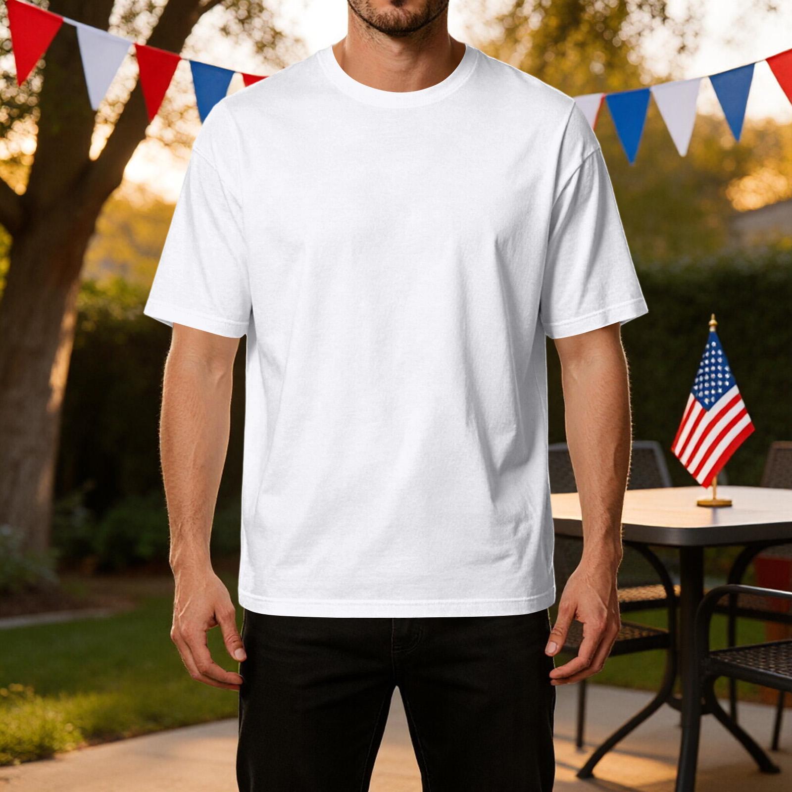 

Men s Casual Short Sleeve T-Shirt Crew Neck Relaxed Fit Lightweight Plain Cotton Tee for Everyday Wear Sport and Leisure XL білий