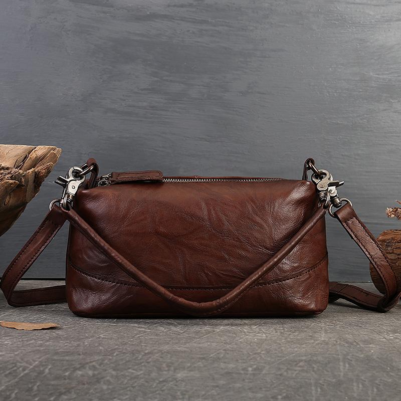 

Женская сумка Johnature из натуральной кожи, повседневная сумка-подушка большой емкости, винтажная однотонная сумка через плечо кофейный