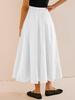 Women's Elastic High Waist A Line Midi Skirt Pleated Flowy Swing Skirt with Pockets