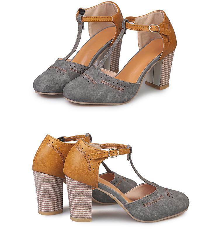 Spring/Summer 43 Large Size Women's Round Toe Thick Heel Sandals