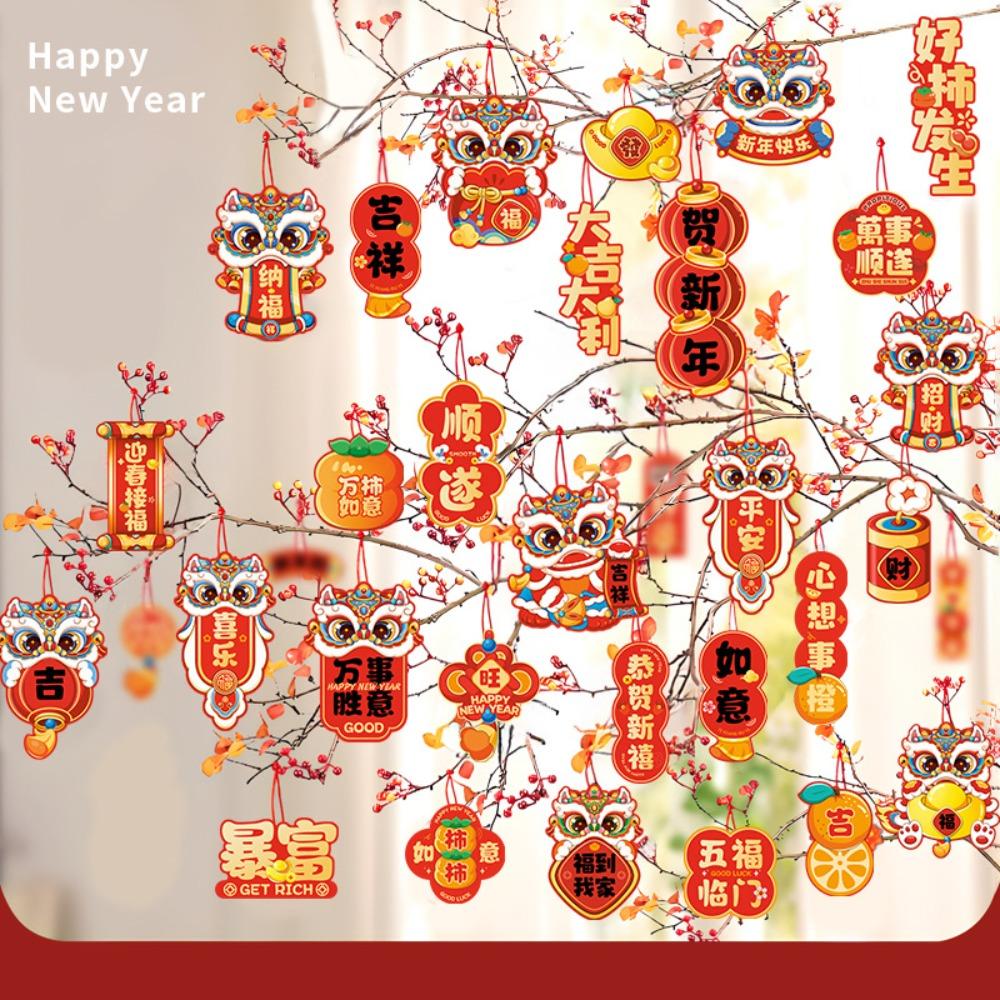 36Pcs Chinese Traditional New Year Potted Plant Decorations Paper Spring Festival New Year Pendant Party Favors Reusable