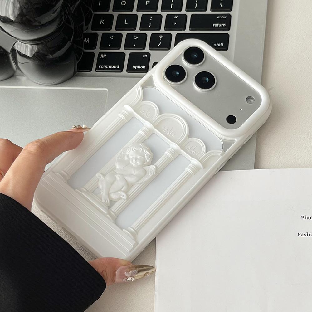 

Orange 3D Angel Hollow Dissipate Heat Phone Case For iPhone 17 Air 16 15 14 13 12 Pro Max Frosted Shockproof Soft TPU Back Cover iPhone 12 Pro Max