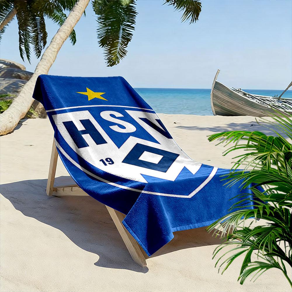 Asciugamano da Spiaggia con Logo HSV Blu Un asciugamano da spiaggia indispensabile per i viaggi in spiaggia