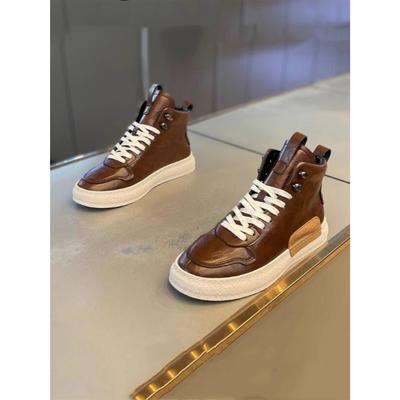 Comfortable and Simple To Create Fashionable Spring and Autumn Thick-bottomed Casual High-top Leather Panels XS