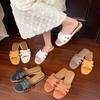 Foreign Trade Large Size Slippers Women's New Square Head Flat Bottom Simple Word In Summer 2025 Casual Beach Cool Slippers Women