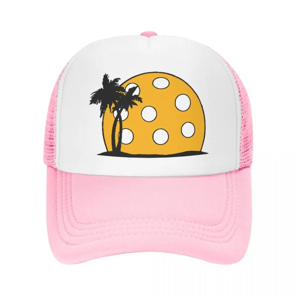Pickleball Beach Sunset Foam Mesh Trucker Hat Casual Summer Breathable Meshback Sun Caps Adjustbale