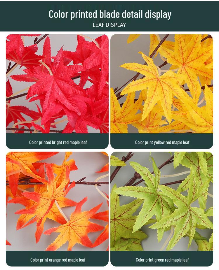 Artificial Red Maple Leaf Branch for Decoration and Landscaping