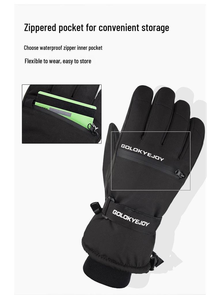 Waterproof Winter Ski Gloves for Men & Women, Touch Screen Compatible, Thickened Plush for Cycling & Motorcycling
