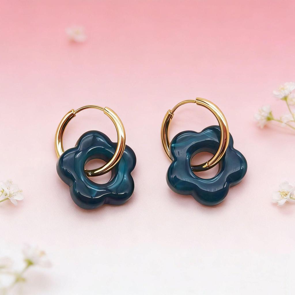 2025 Dopamine-Inspired Enamel Flower Hoop Ear Cuffs - Light Luxury Earrings