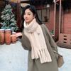 Scarf Women's Winter New High-end Korean Version Versatile Warm Thickened Plush Tassel White Student Scarf