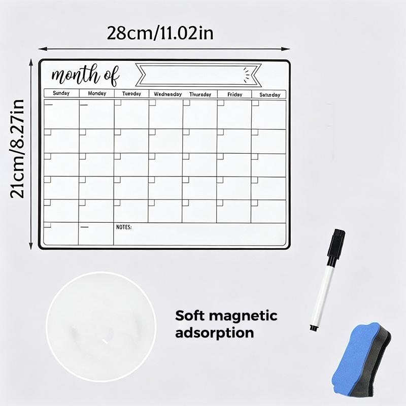 Refrigerator Magnet Monthly Planner With Dry Erase Surface And Reusable Design Perfect For Home Kitchen Schedule Organization