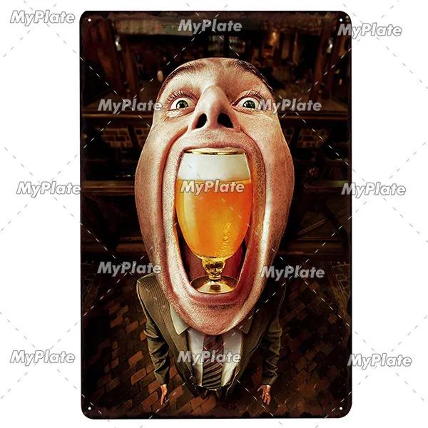 Letrero de Metal creativo para cerveza, placa Vintage, placa de letrero de lata para cerveza fría, decoración de pared para Bar, Club, hombre, arte rupestre, póster personalizado