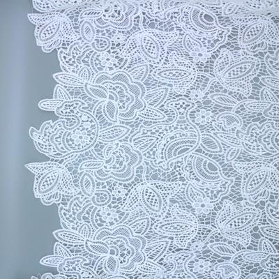 Tissu pour robe de mariée en soie de lait entièrement hydrosoluble, tissé, bord brodé, dentelle brodée ajourée, accessoires vestimentaires pour femmes