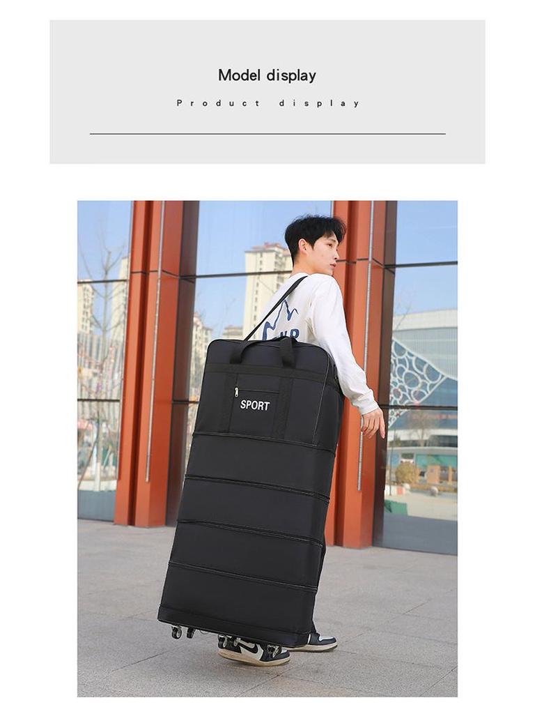 Bolsa de viagem dobrável de tecido Oxford xadrez de grande capacidade com rodas