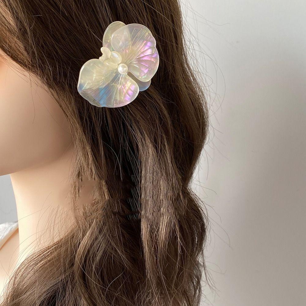 Side Clip Flower Duckbill Clip Butterfly Orchid Fresh Barrettes Simple Acetic Acid Hairpin  Female