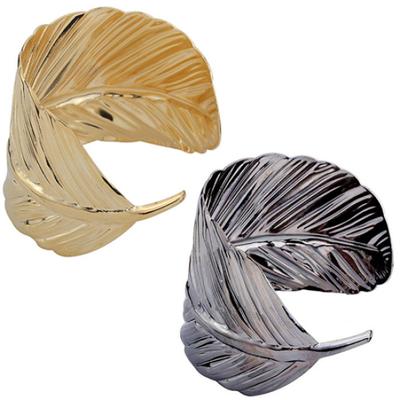 Modischer Damen-Armreif, breite Manschette, geöffnetes Metallblatt-Armband, Schmuck