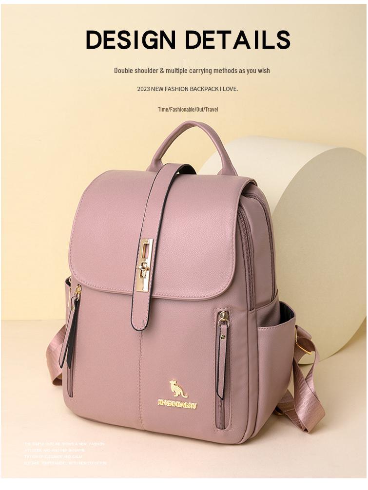 Women's Multifunctional PU Travel Backpack - Large Capacity, Solid Color, Outdoor Storage