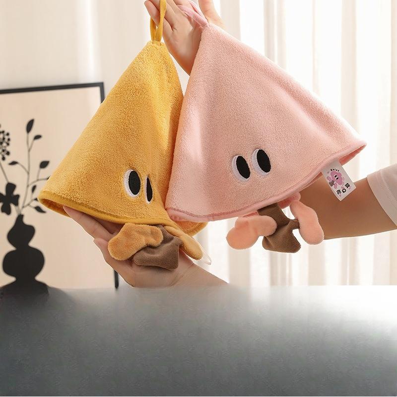 Round Coral Fleece Hand Towels, Thickened Absorbent and Quick-drying Towels, Kitchen and Bathroom Dual-purpose Towels