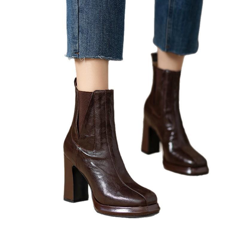 Round head short boots New autumn and winter shoes Chelsea Martin boots Skinny comfortable boots Spring and autumn