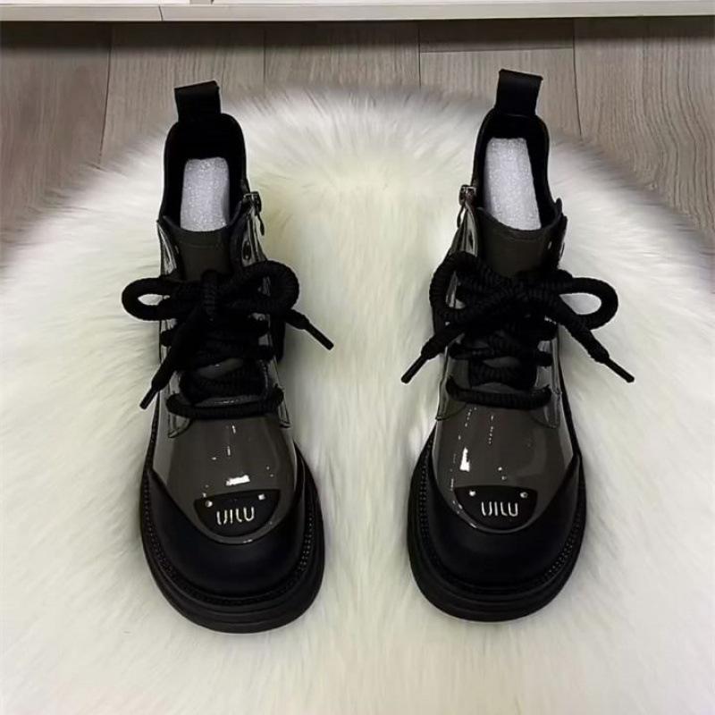 

Women s Autumn Retro Thick-Soled Side-Zip Ankle Boots - Elegant British Style White Short Boots 39