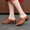 Women Flower Hollow Slippers Fish Mouth Comfortable Versatile Mid-heeled Women Sandals Women's Shoes