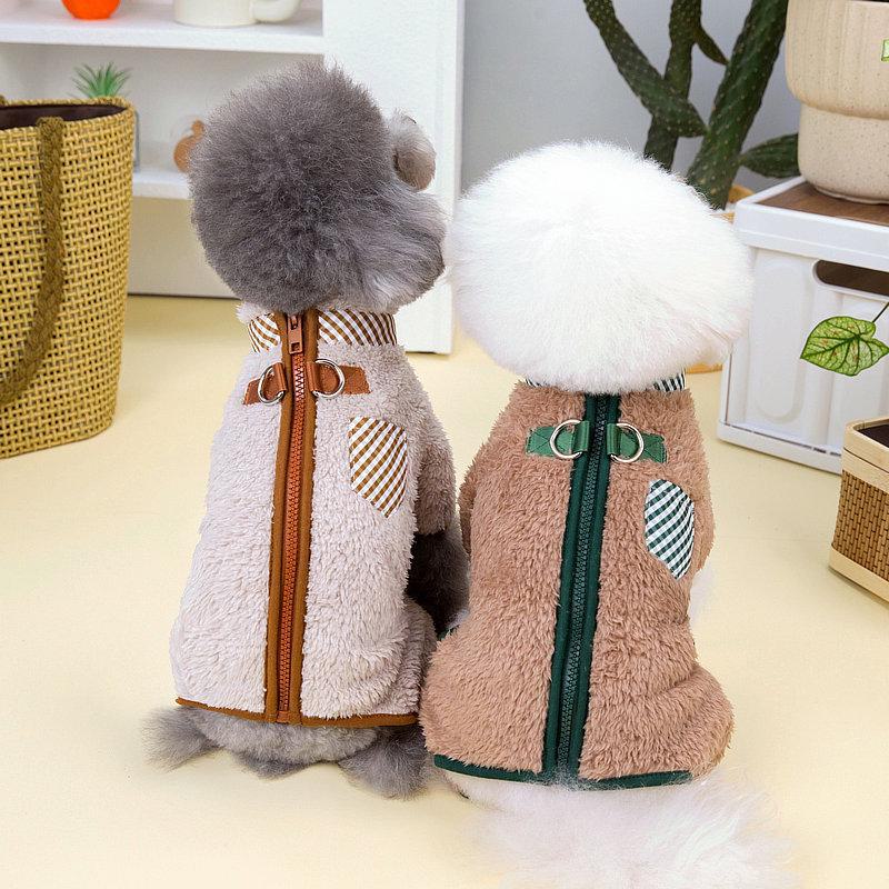 Autumn & Winter Fleece Dog Outfit - Double Buckle, Four-Legged Design for Teddy, Bichon, Poodle Puppies