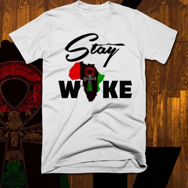 

Black History Month T-Shirt African Kemetic Consciousness Stay Woke Ankh New tee S