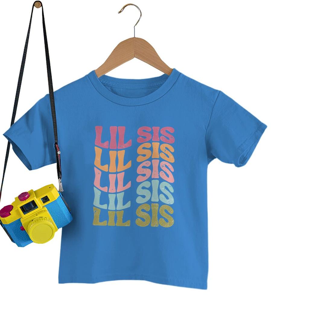 Big Sister Little Sister Print Tshirt for Girl Siblings Matching Outfit Tops Summer Sibling T Shirt Retro Children Clothes Tee