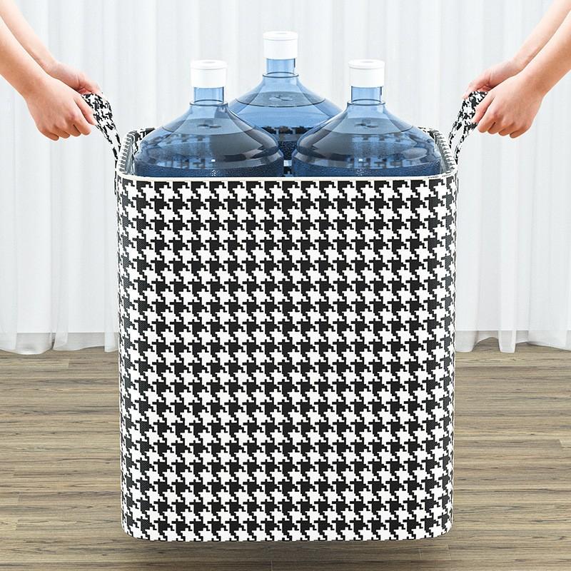 Houndstooth Storage Bag Extra Large Organizer for Blankets Wardrobe Essentials Blanket Box Container with Dustproof Zipper