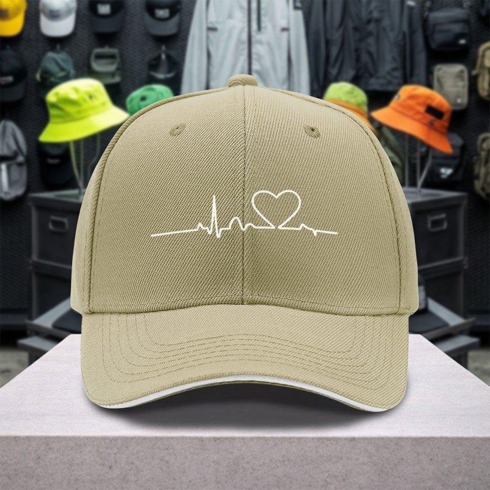 pc ECG Heartbeat Heart Sandwich Baseball Cap Unisex Simple Lightweight Adjustable Outdoor Duckbill Cap Ideal Gift for S